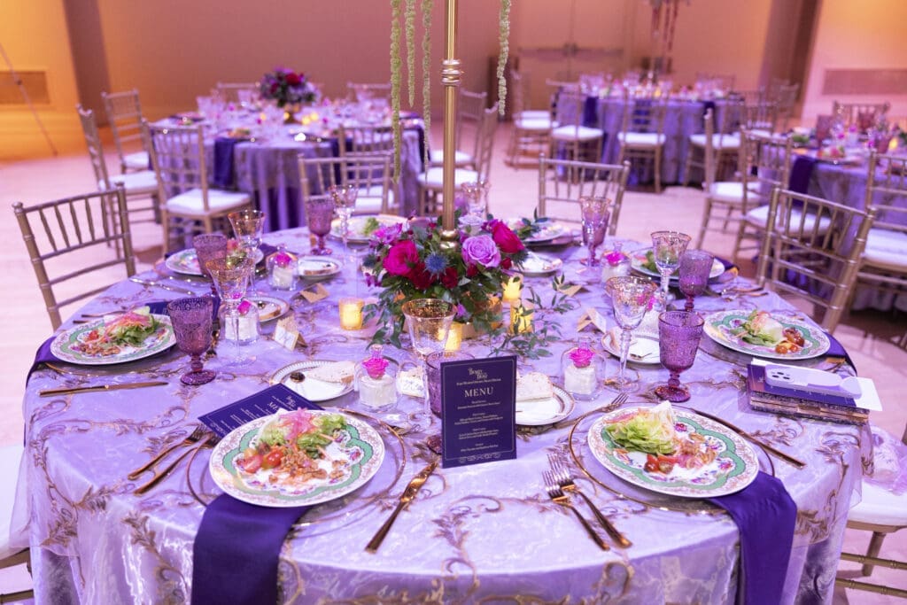 Texas Ballet Theater Fort Worth's French-themed dinner tablescape.