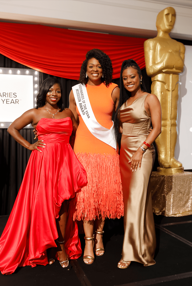Zoe Cadore, Bianca Roberson-Johnson, Hannah Johannes at the Leukemia & Lymphoma Society Visionaries of the Year gala