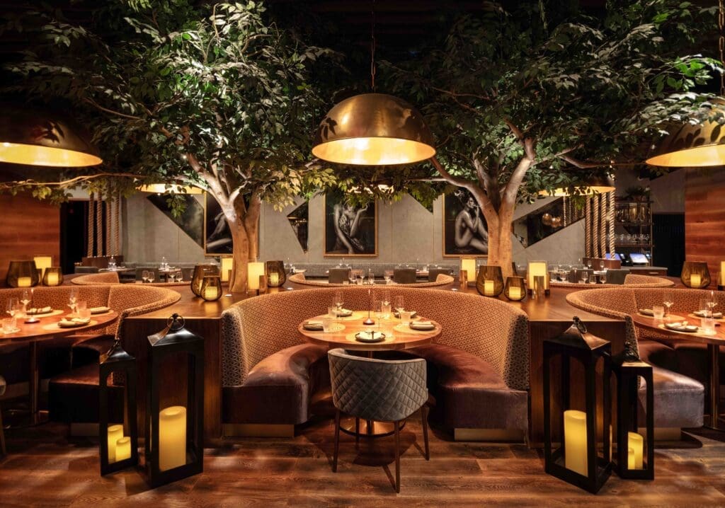 Designed inside and out by the company’s in-house design firm, Monochrome, it appears the directive was to aim for bold and dramatic interiors. Photo by Connie Anderson.