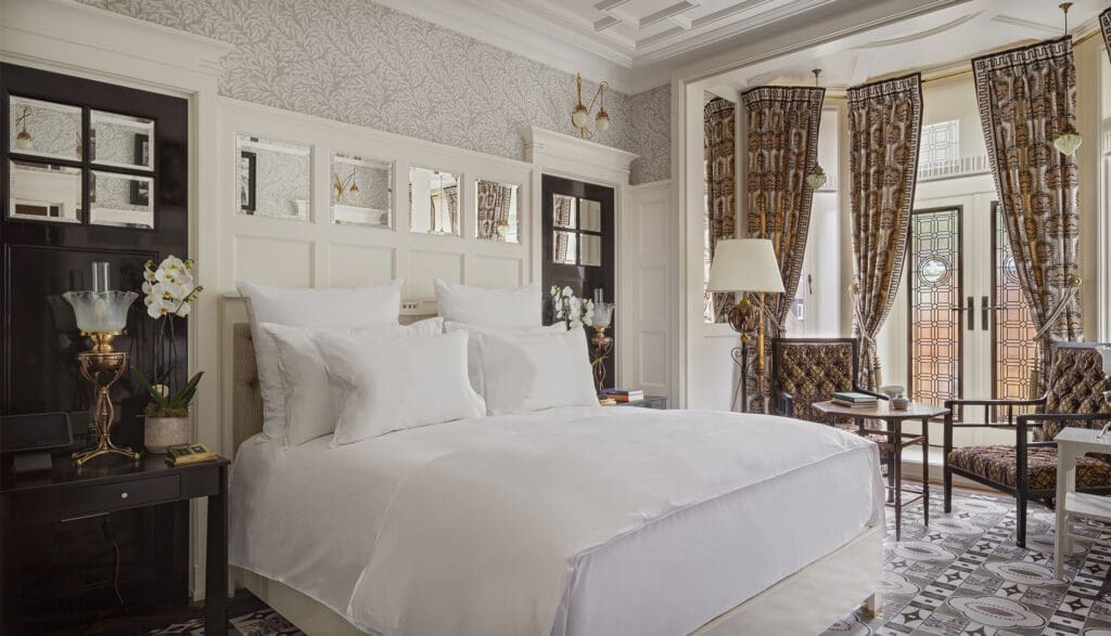 The 30 guest rooms and suites are appointed with antiques in the At Sloane hotel in London.