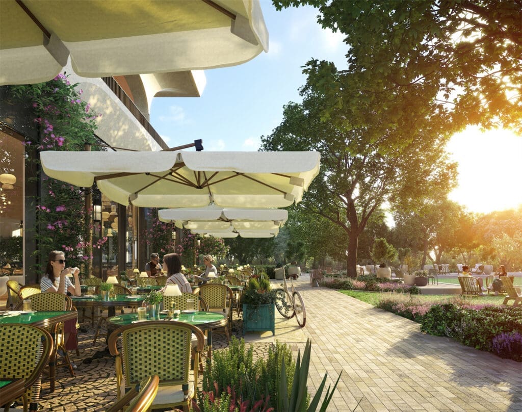 A dining concept near Trailhead Park at The Knox (courtesy of Woods Bagot)