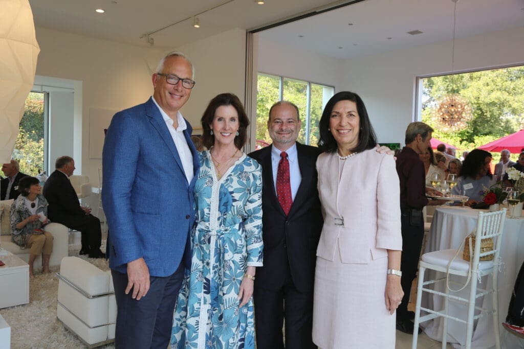 Bobby & Phoebe Tudor, Dr. Joshua Shulman, Dr. Huda Zoghbi at Texas Children's Duncan NRI cocktail reception and program in a private home in Montecito, California.  (Photo by Darcie Roberts)
