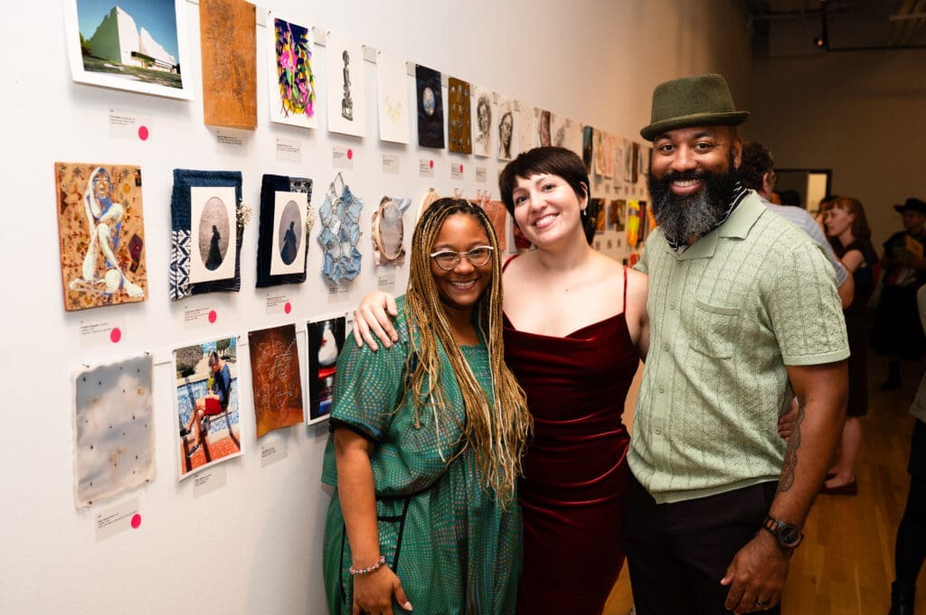 Chair Seba Suber, Angela Guerra Walley and chair Anthony Suber make the scene at DiverseWorks' Luck of the Draw: Ecosystem. (Photo by Tasha Gorel, Natasha Nivan)