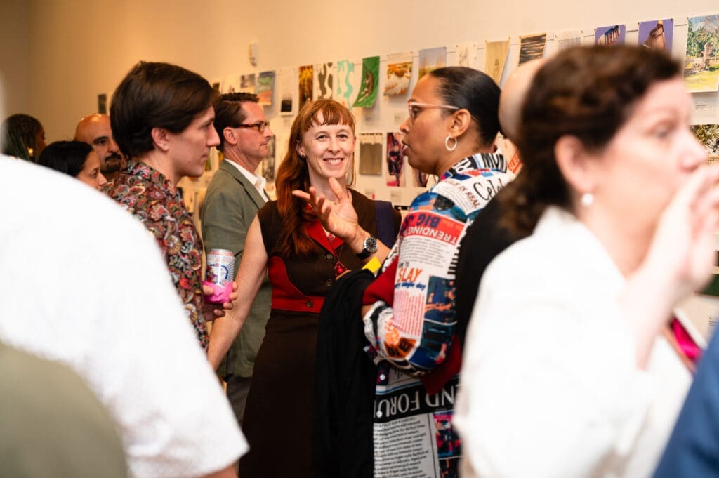 Nick Vaughan, Jessica Kreutter, Kristi Rangel make the scene at DiverseWorks Luck of the Draw: Ecosystem. (Photo by Tasha Gorel, Natasha Nivan)