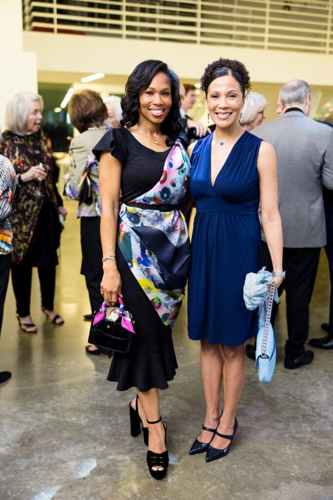 Roslyn Bazzelle Mitchell and Paula DesRoches at Rice University's Moody Center for the Arts' seventh anniversary annual fundraising dinner (Photo by Hung Truong)