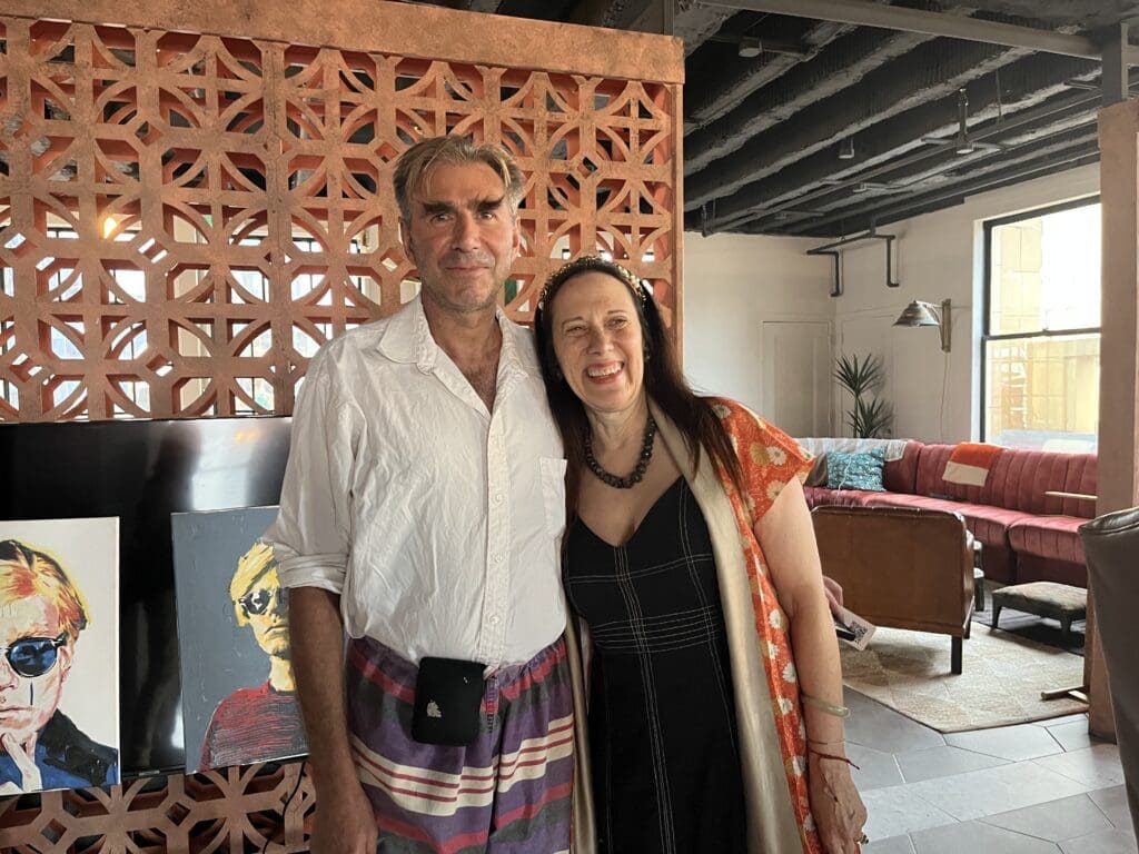 Nestor Topchy, Catherine D. Anspon at Kaze Burning Man fundraiser at Esperson Building. (Photo by Jenna Baer)