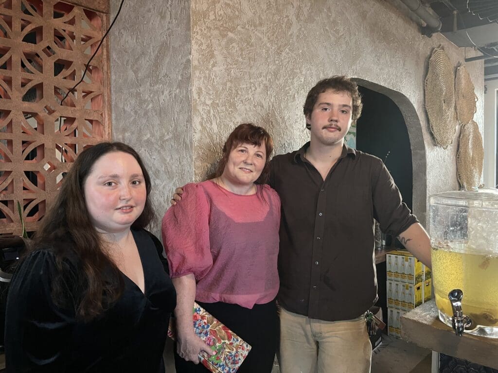 Annabelle Walker, Elaine Dillard, Mathis Walker at Kaze  Burning Man fundraiser at Esperson Building. (Photo by Jenna Baer)