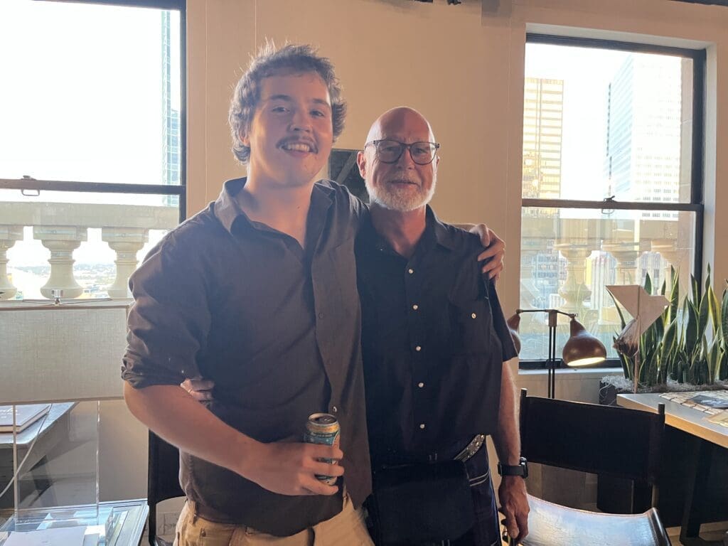 Mathis Walker, Kevin Bryant at Kaze Burning Man fundraiser at Esperson Building. (Photo by Jenna Baer)