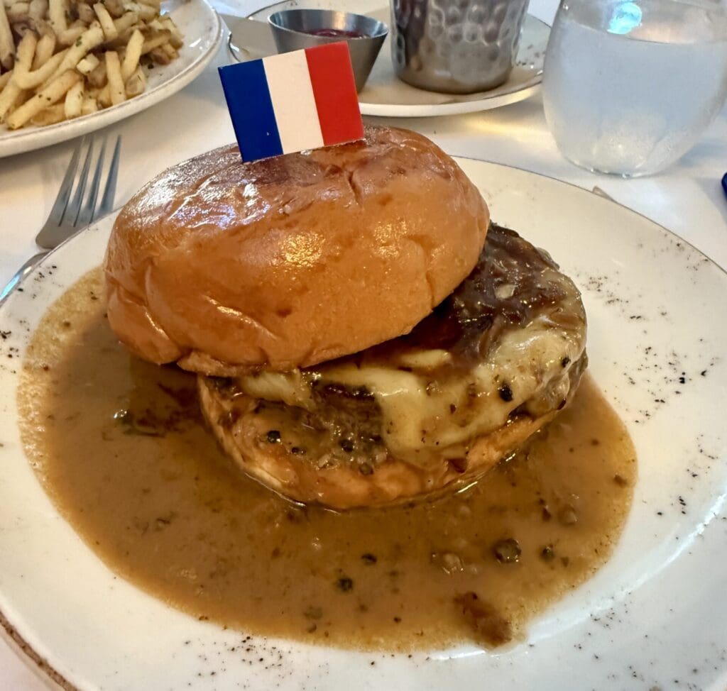 Le Burger au Poivre is an indulgent must-try at Knox Bistro. (Photo by Megan Ziots)