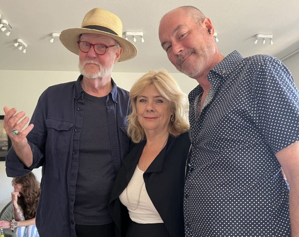 Henry Hunt, Justice Margaret Poissant, Grady Hunt at FLATS' "Interwoven," 2024 (Photo by Catherine D. Anspon)