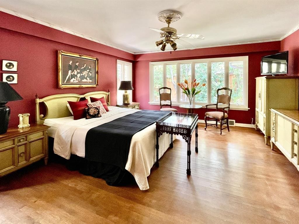 One of three bedrooms in the original home.  (Photo by Douglas Newby & Associates)