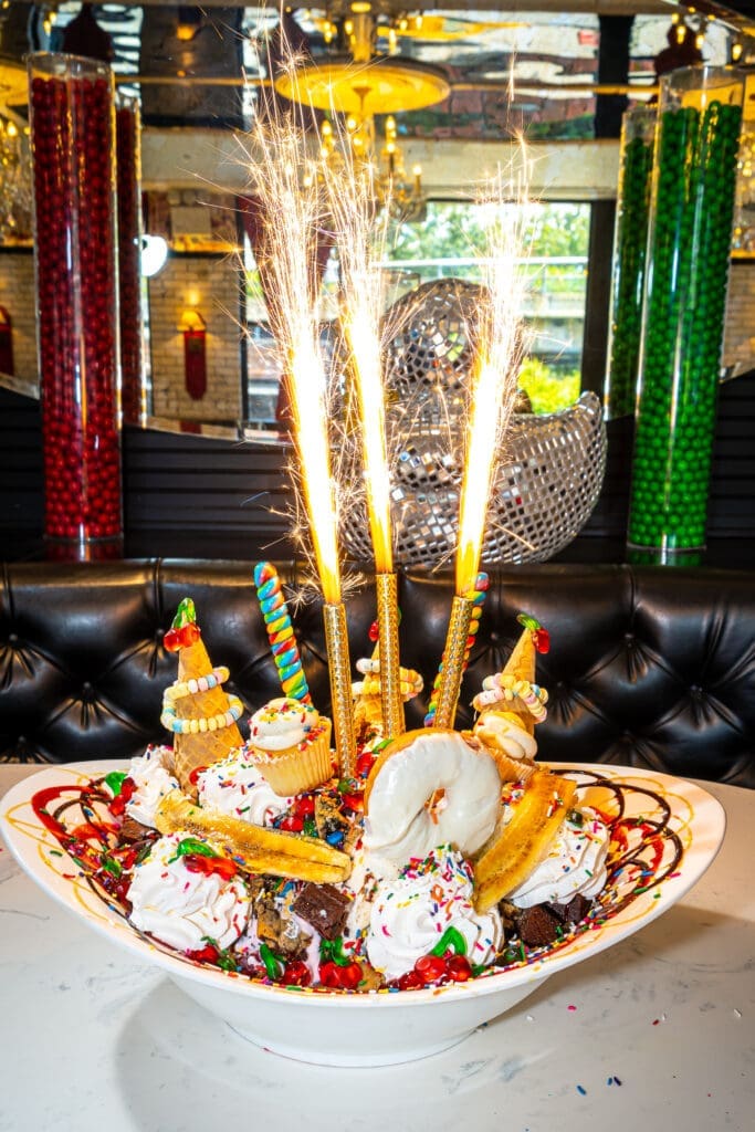 Undoubtedly, for many, the star of the show is Sugar Factory's famous outsized desserts from sundaes to milkshakes.