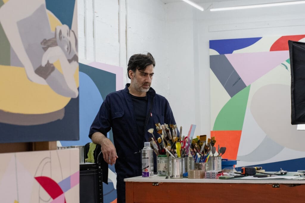 Aníbal Vallejo works on"The Figure Unraveled" in his Medellín, Colombia studio.