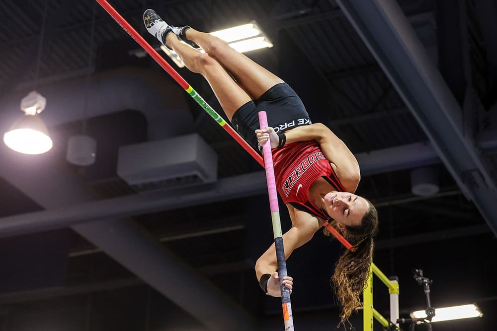 Brynn King is bringing The Woodlands with her to the Olympic Games. She made the US Team in  pole vault and is headed to Paris. (Photo by Doug Bouma)
