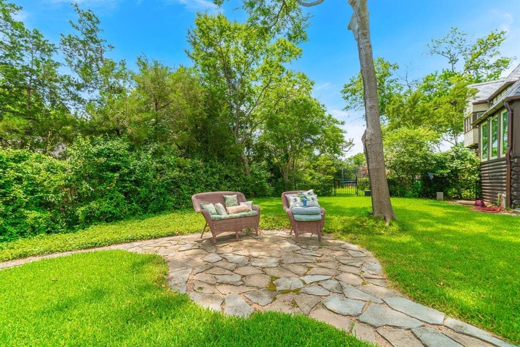 A quiet corner on the nearly 1.2-acre lot. 