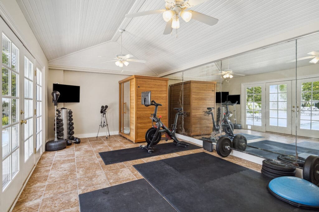 The workout room in the former River Oaks home of Gov. John B. Connally Jr. (Photo by TK Images for Compass)