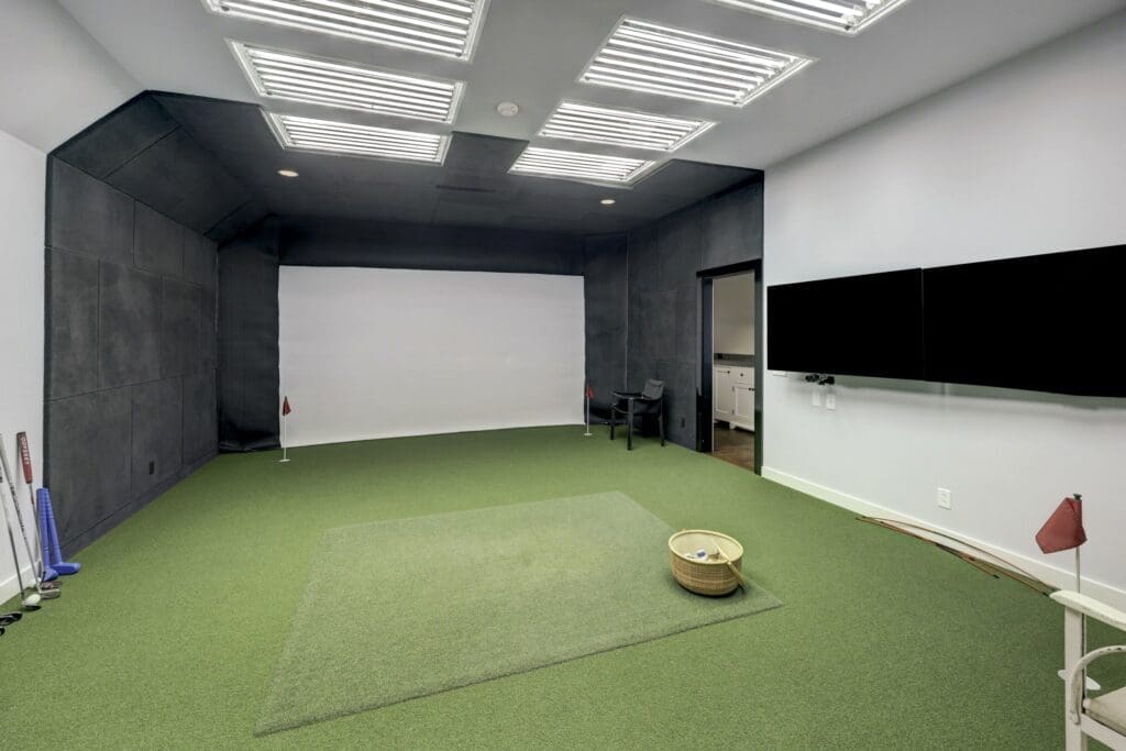 In addition to the Trackman golf room, 3 Briarwood Court features a putting green, vast exercise room, lap pool and massage room. (Photo by TK Images)