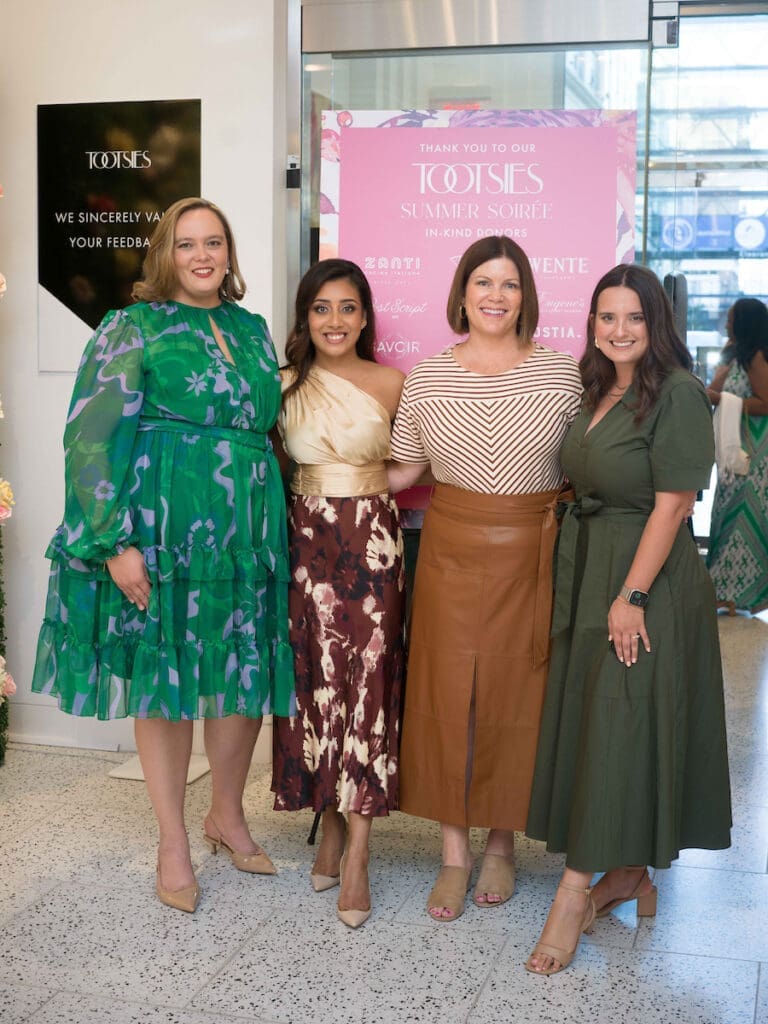 Anna Gryska, Mow Rahman, Lauren Levicki, Kylee Gould at the Dress for Success Women of Wardrobe event at Tootsies. (Photo by Daniel Ortiz)