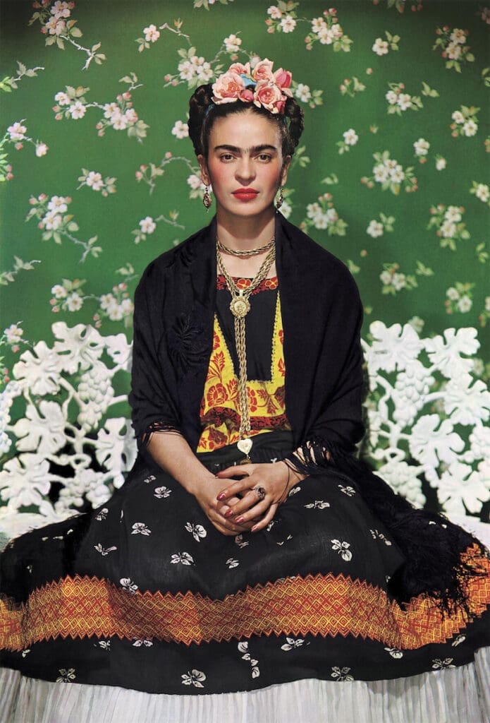 Nickolas Muray, Frida on White Bench, New York, 1939, carbon pigment print, private collection. © Nickolas Muray Photo Archives