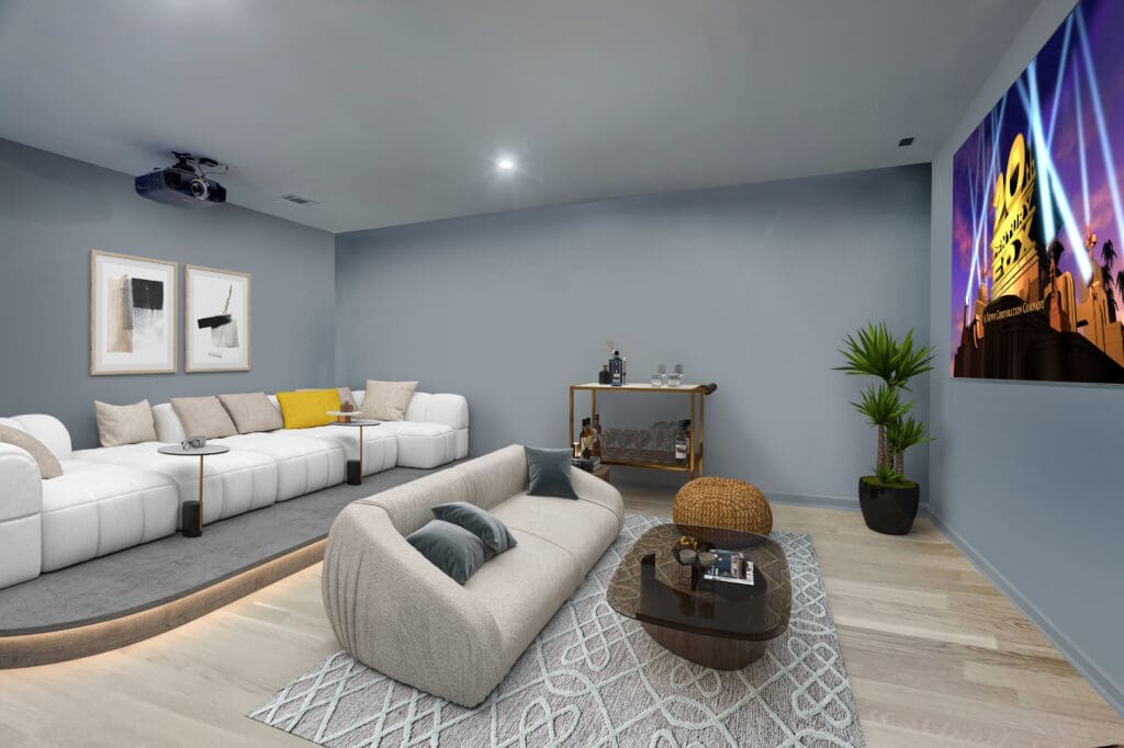 The media room at 6650 Whitehill in Richmond, Texas, is a great place for viewing the Olympics. (Photo by HDR Photography for Compass)