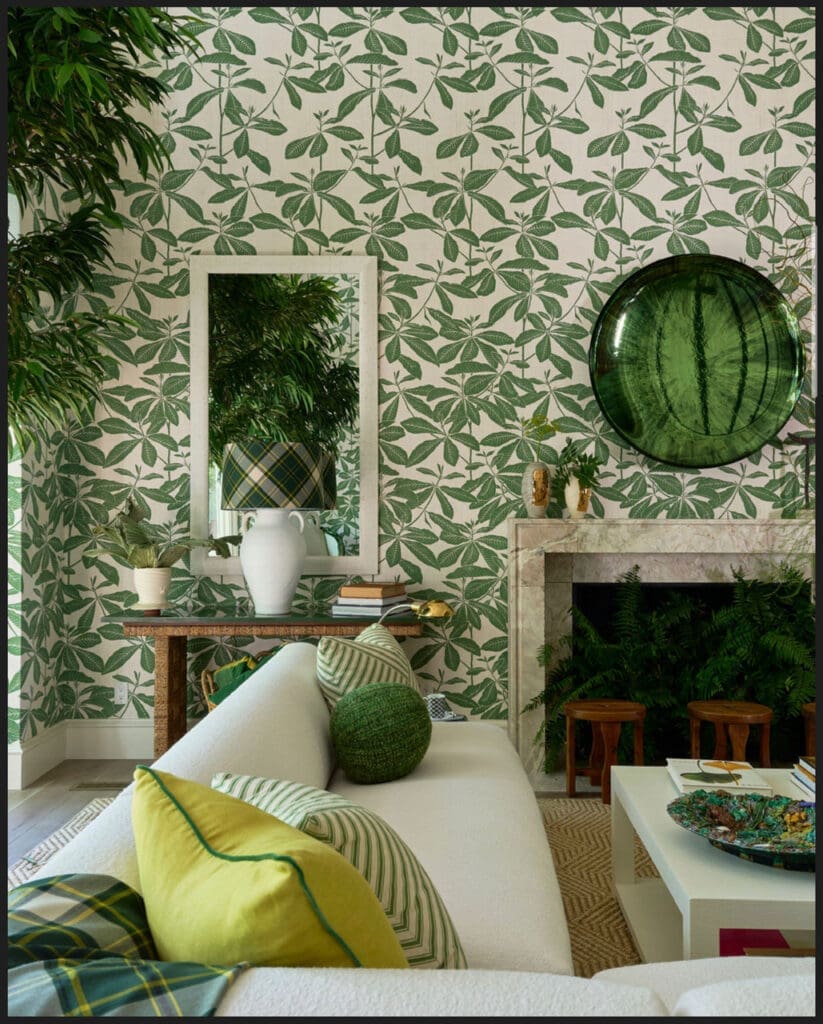 Alessandra Branca's garden-inspired Living Room for the 2022 Kips Bay Decorator Show House Dallas. (Photo by Jay Simon of Ten Ten Collective)
