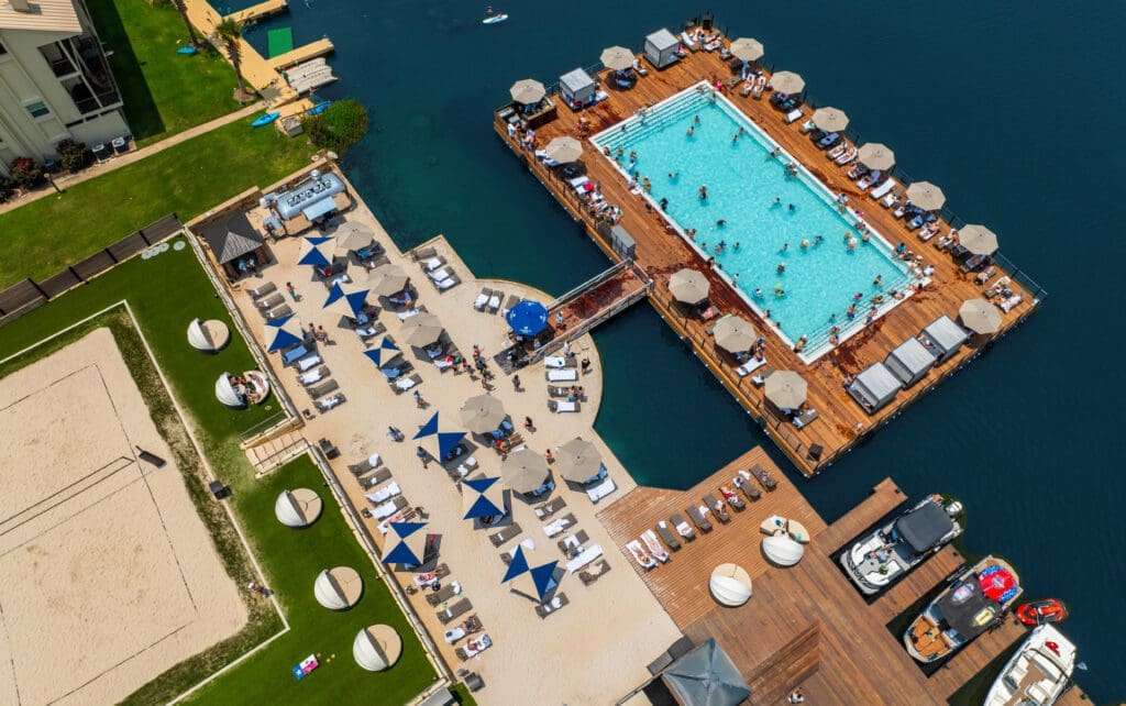 New for this summer, the floating pool at Horseshoe Bay Resort is a one-of-a-kind feature.