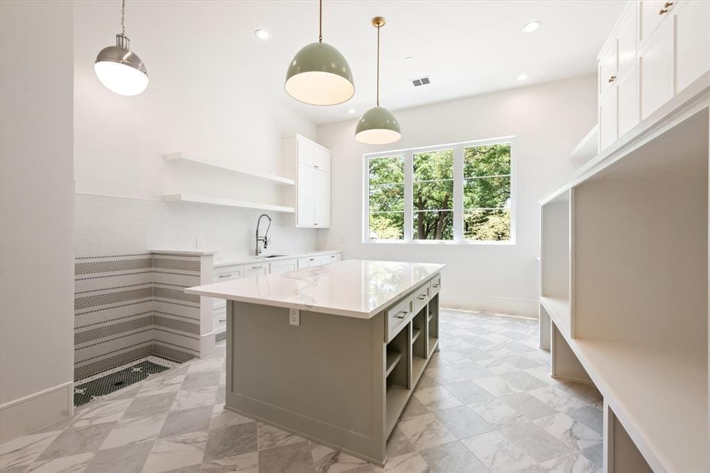 3211 Wintergreen Terrace boasts a functional laundry with ample built-ins and a pet washing shower.