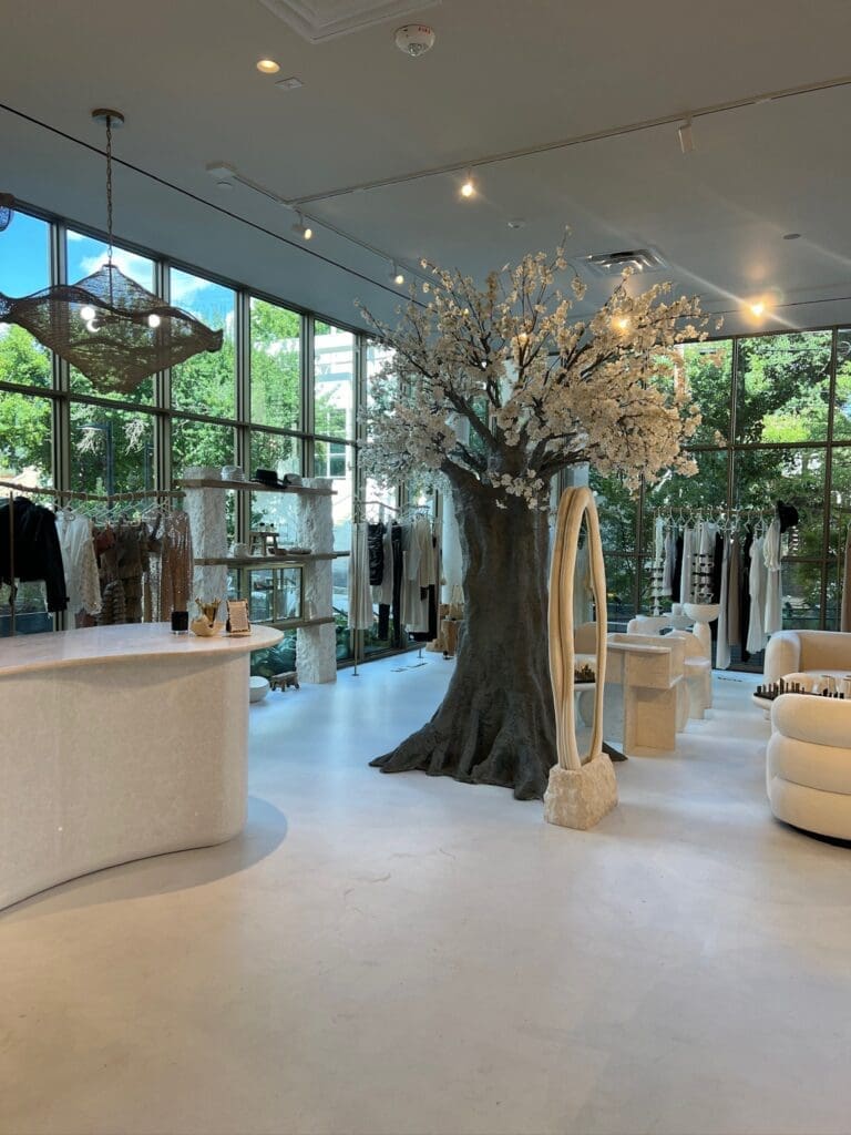 All furnishings and display pieces were custom-made for Wyld Blue Dallas.