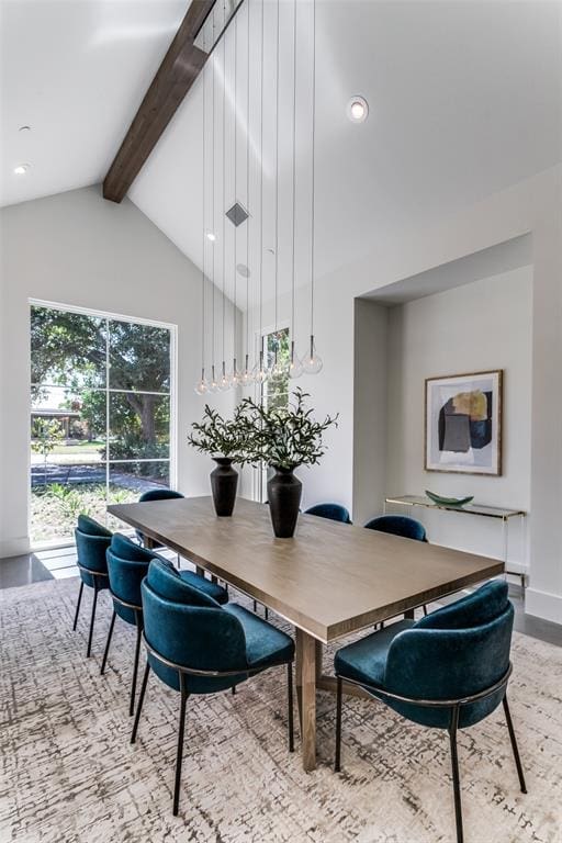 Vaulted ceilings in the dining room.