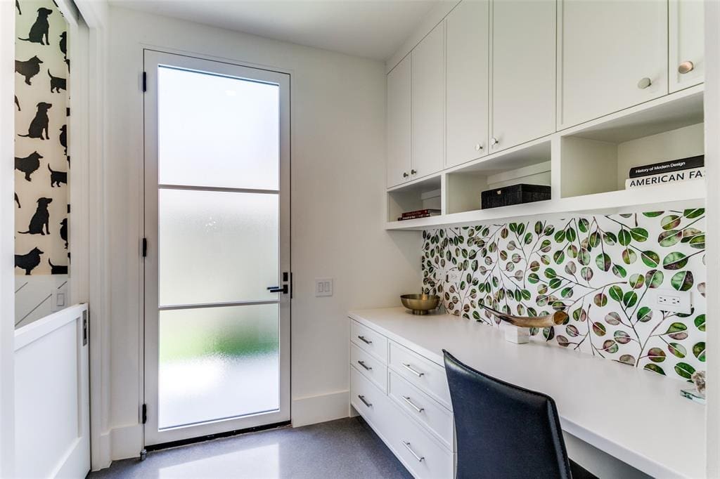 The dog room off the backyard in a custom build. 