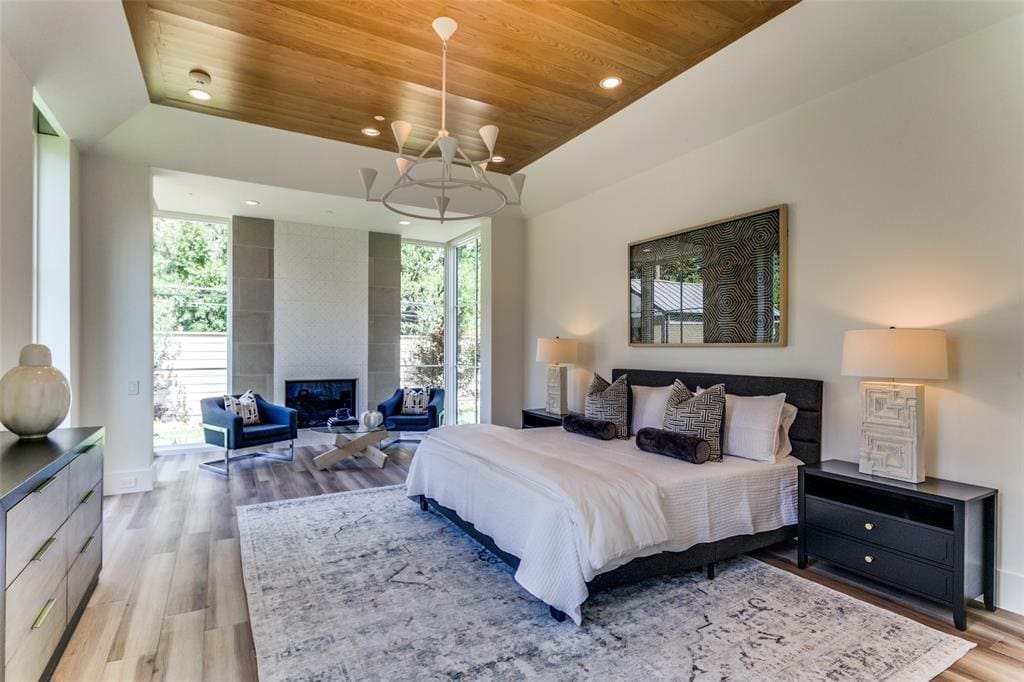 The primary suite of David Stocker's custom build in Bluffview. 