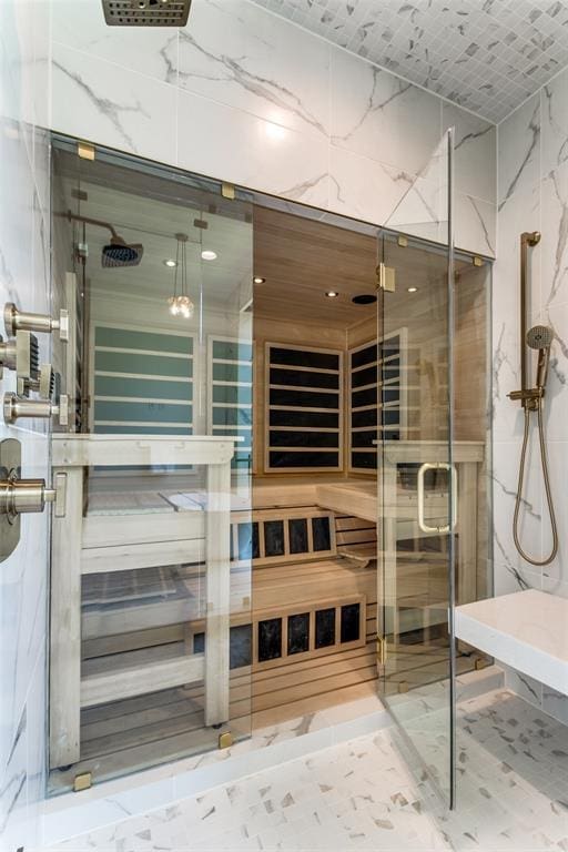 An infrared sauna and steam shower at home.