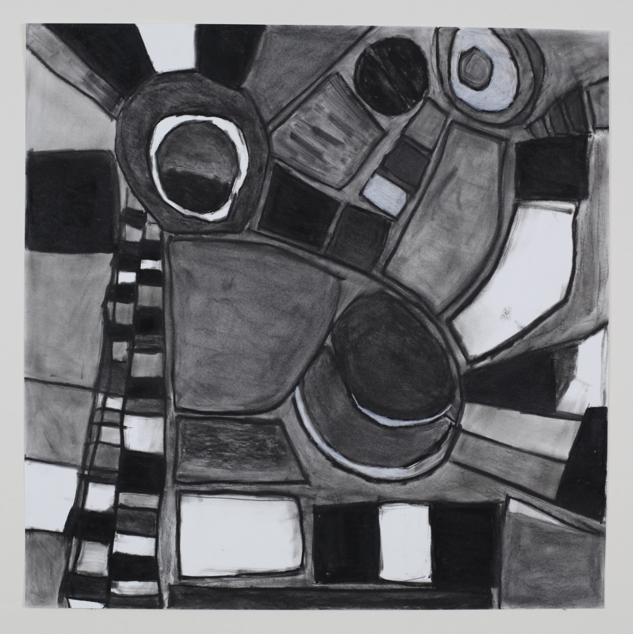 Bob Russell’s pencil drawing, <em>It Takes a Village</em>, 2024, at Andrew Durham Gallery. Russell and other artists' works are the inspiration for a group of female Honduran artists' embroidered works that give back.