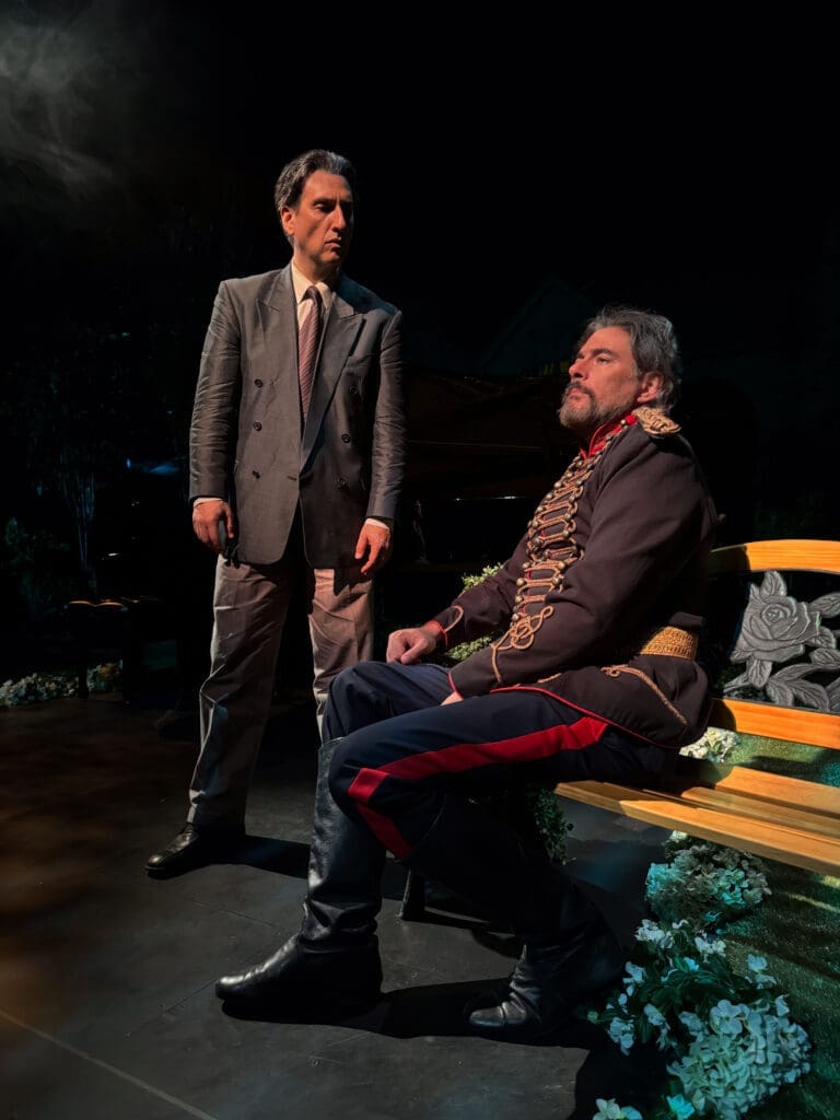 Hershey Felder and Jonathan Silvestri in "Rachmaninoff and the Tsar" at Stages Theater. (Photo by Stefano Decarli)