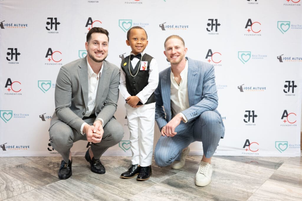 Kyle Tucker, Sunshine Kid Adonis Braithwaite, Josh Hader at the 'Team Up' fundraiser (Photo by Daniel Ortiz)