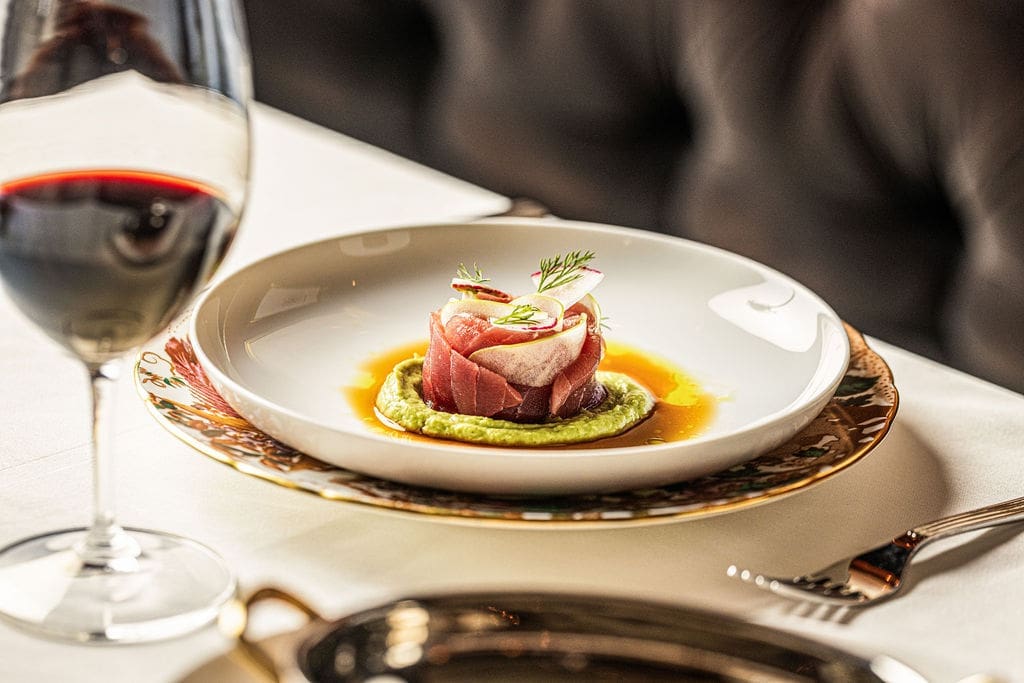 The ahi tuna crudo was one of the several new, seasonal menu items Chef Olalia brought to The Mansion Restaurant. (Courtesy)
