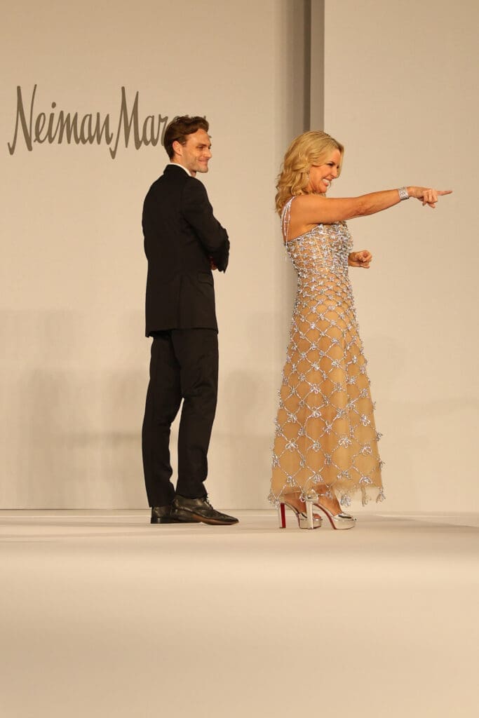 Honoree Melissa Juneau wearing Oscar de la Renta at the PaperCity Philanthropy in Fashion Best Dressed luncheon. 