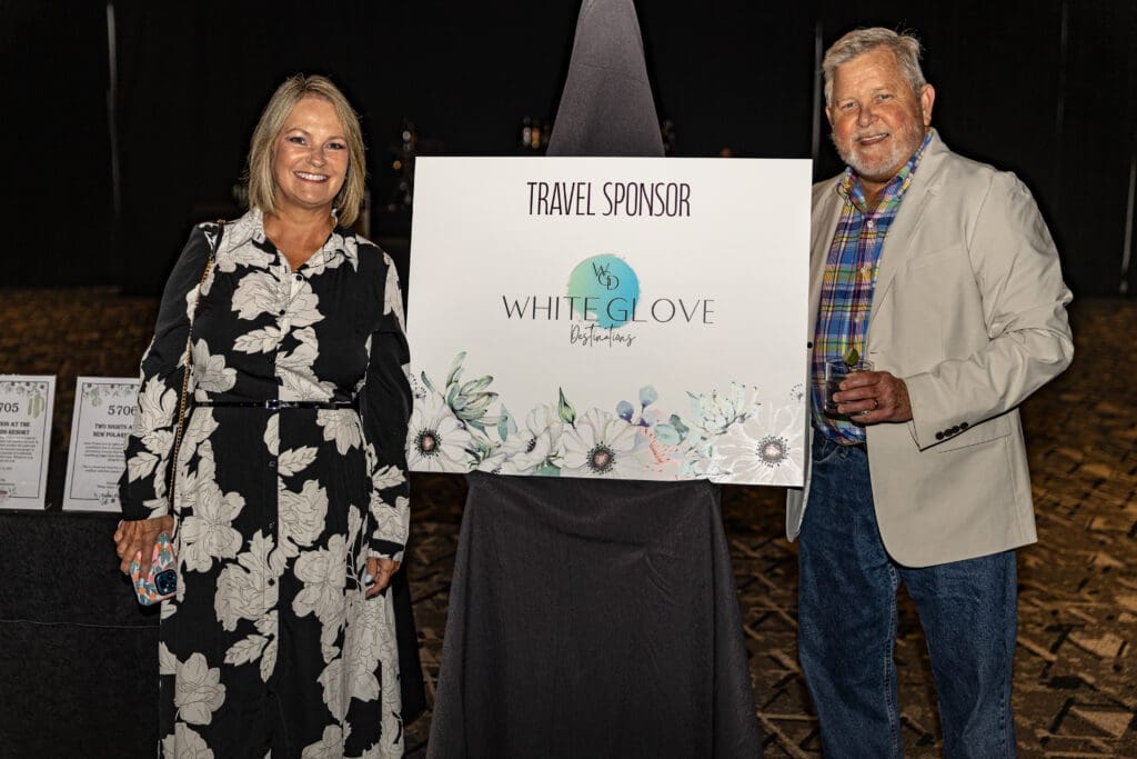 Inspiration Ranch board member Bob Marlowe and his wife Heidi, owner of gala travel sponsor White Glove Destinations. (Photo by Gerri Francis)