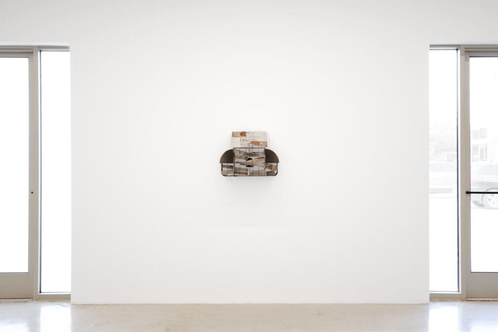 Installation view of "Building," featuring Greg Carideo, Milano Chow, and Will Rogan, at 12.26 Dallas (Photo by Diego Flores)