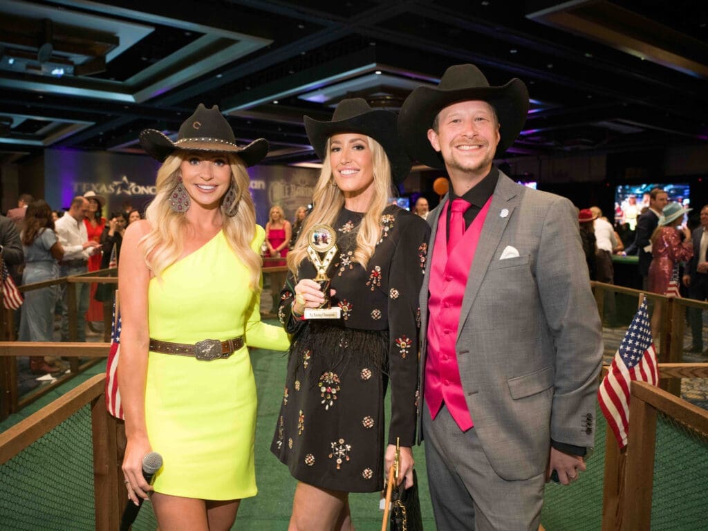 Chita Craft, Whitney Kuhn Lawson, Riggs at the Houston Cattle Baron's Ball. (Photo by Daniel Ortiz)