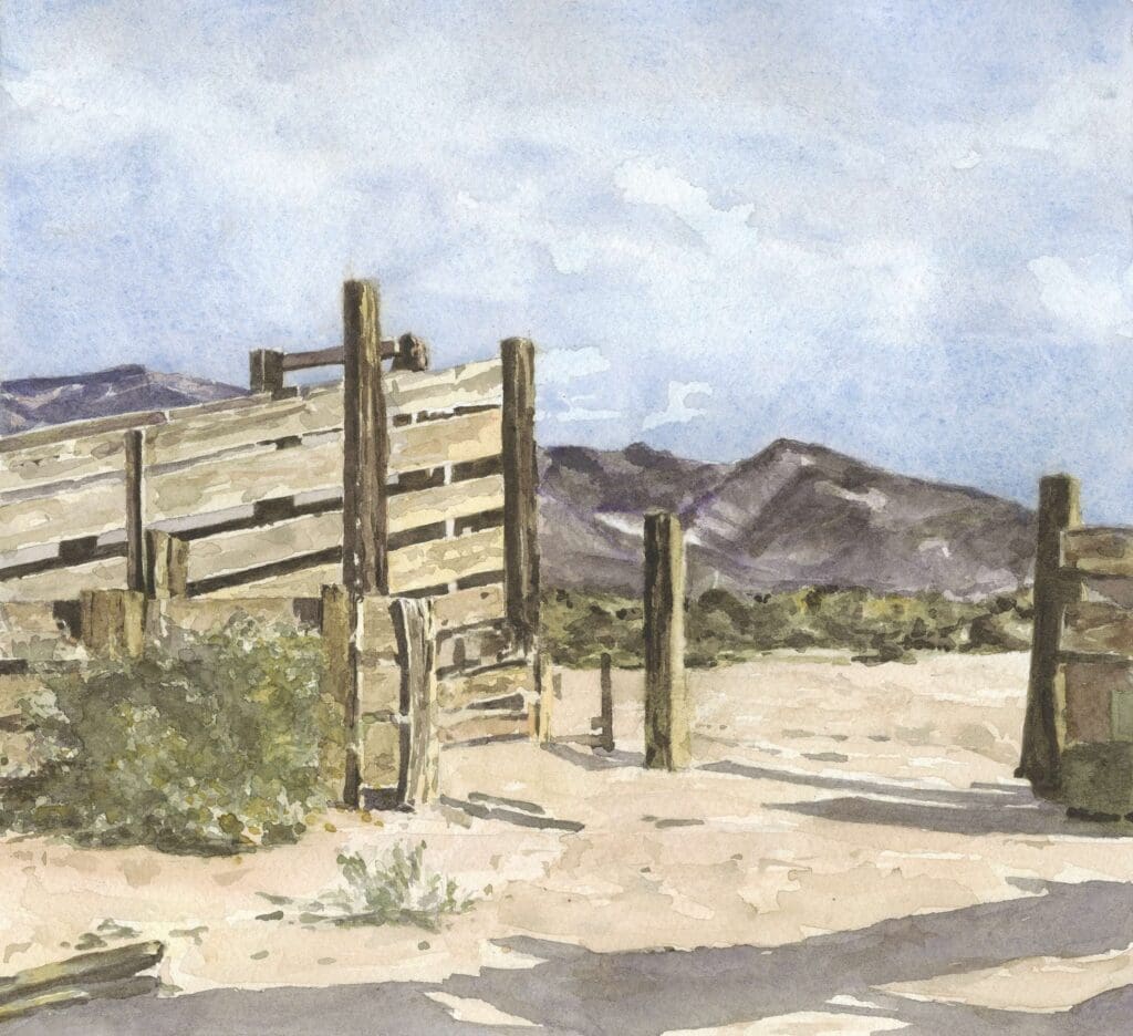 Colorado desert corral after photo by artist Frank Serrano.
