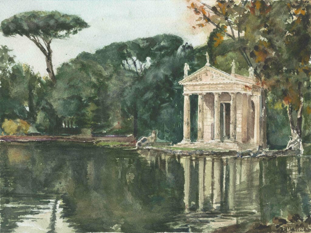 View from the Borghese Gardens, Roma Temple of Asclepius.