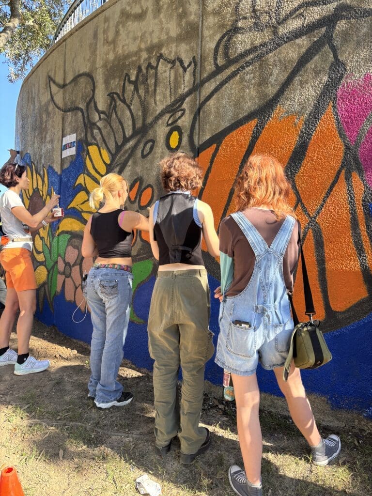 Woodlands 50th anniversary mural painting (Photo by Laura Landsbaum)