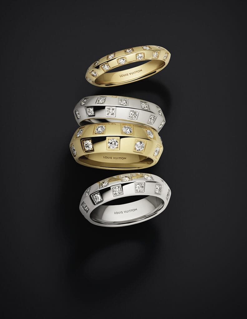Le Damier de Louis Vuitton Rings in yellow gold  and diamonds or white gold and diamonds are part of the new Louis Vuitton fine jewelry collection.