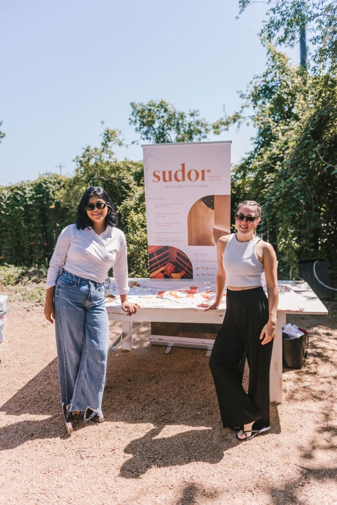 Jennifer Cuello, Sudor Sauna owner Katherine Garcia at PaperCity's Nourish retreat. (Photo by Heather Robards)