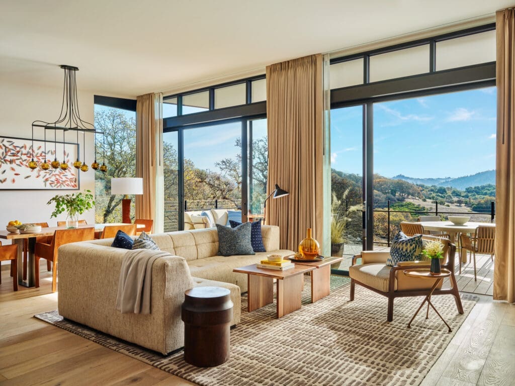 Montage Residences Healdsburg Harvest Homes are the premier four bedroom four and a half bathroom stunners with sweeping views and five star hotel amenities.