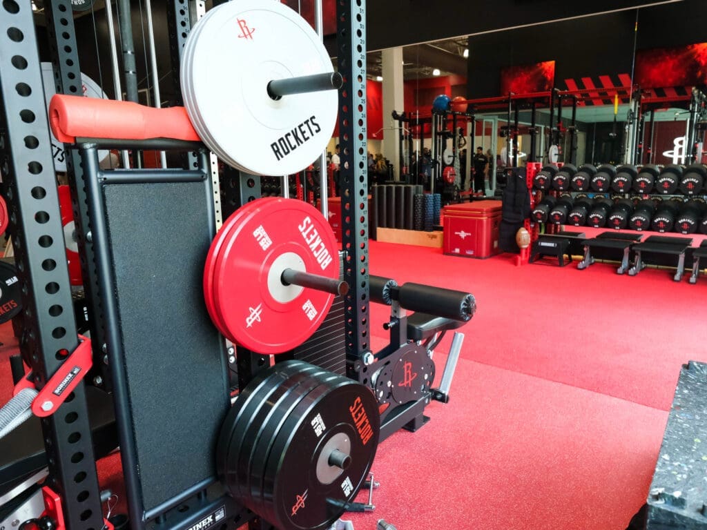 The Houston Rockets' new training facility includes a massive gym.