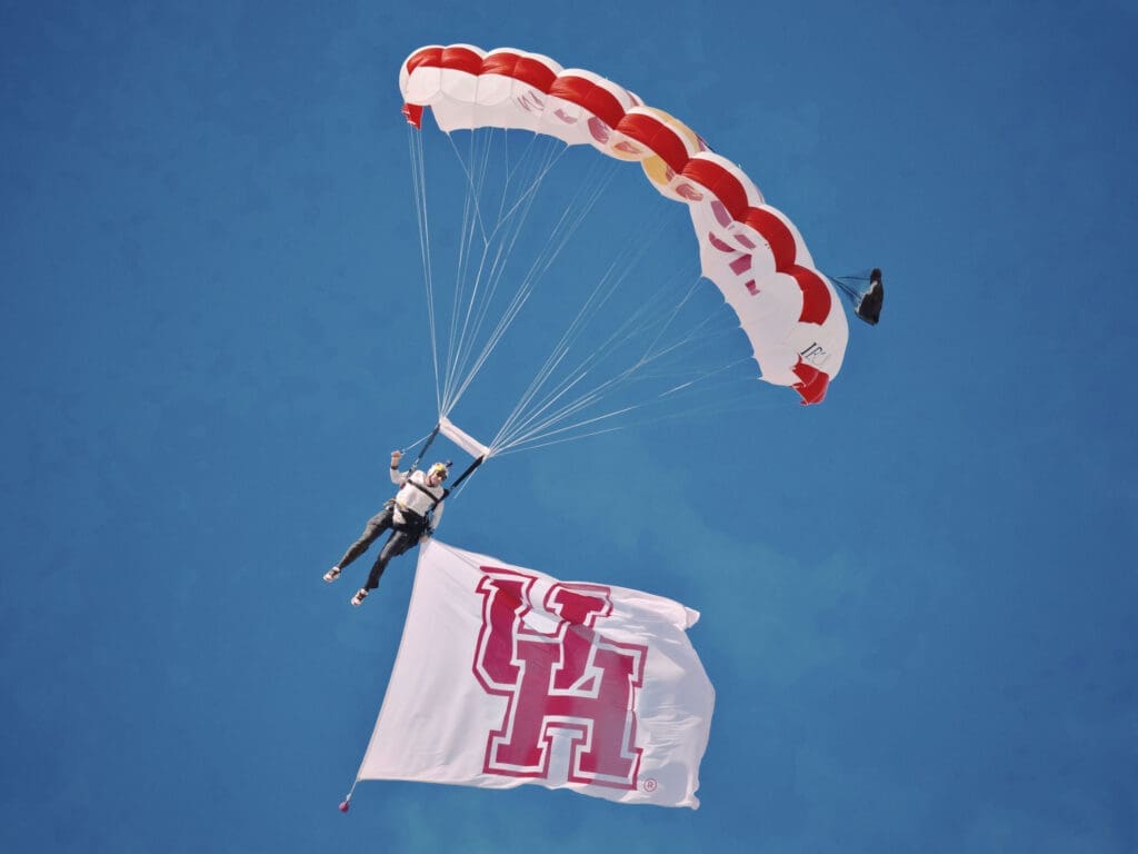 Paragliders swooped in for the University of Houston's football season opener. (Photo by F. Carter Smith)