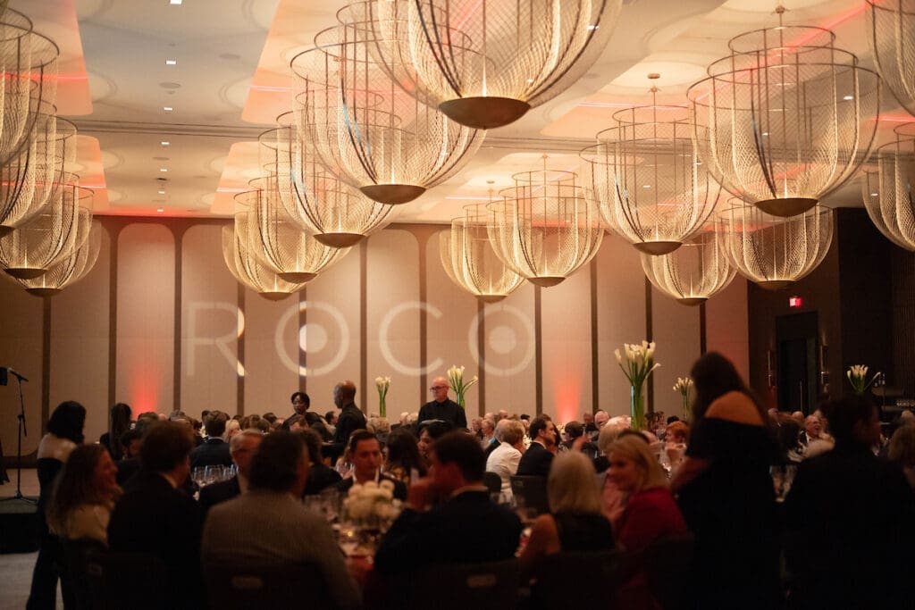 The Thompson Hotel ballroom setting for ROCO's 20th anniversary 'Revelry' gala.  (Photo by Daniel Ortiz)