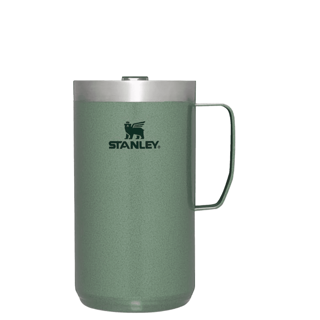 The 24oz Stay-Hot Camp Mug features a splash-resistant Tritan™ Lid and keeps drinks hot for hours. (Photo courtesy Stanley)
